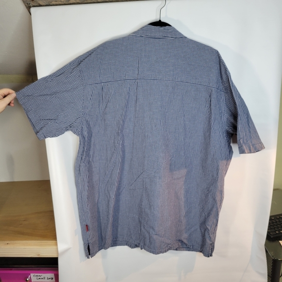 Mens Levis Short Sleeve Button Front Shirt Blue Plaid Size XL - Picture 3 of 10